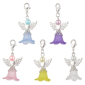 Angel Acrylic Pendant Decorations, Alloy Lobster Claw Clasps Charm for Bag Ornaments