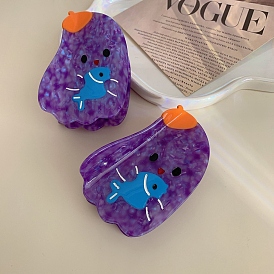 Заколки для волос с когтями из ацетата целлюлозы (смола), баклажан