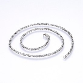 304 Stainless Steel Wheat Chain Necklaces, with Lobster Claw Clasps