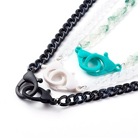 Personalized Acrylic Curb Chain Necklaces, Handbag Chains, with Plastic Lobster Claw Clasps
