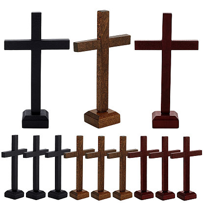 12сумки 3 цвета пасхальные деревянные крестики фигурки украшения, с квадратным основанием, украшение дома церкви