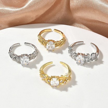 Открытые кольца манжеты из латуни с микропаве и кубическим цирконием, без кадмия и без свинца, стойки покрытие, долговечный