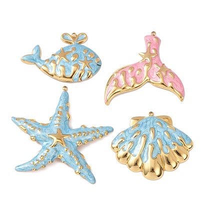 Океан 304 подвески из нержавеющей стали, с эмалью, золотые