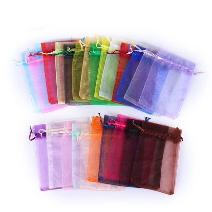 Прямоугольные сумки для хранения подарков из органзы на шнурке