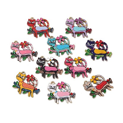 Подвески из эмали и сплава, подвески в форме кошки, золотой свет