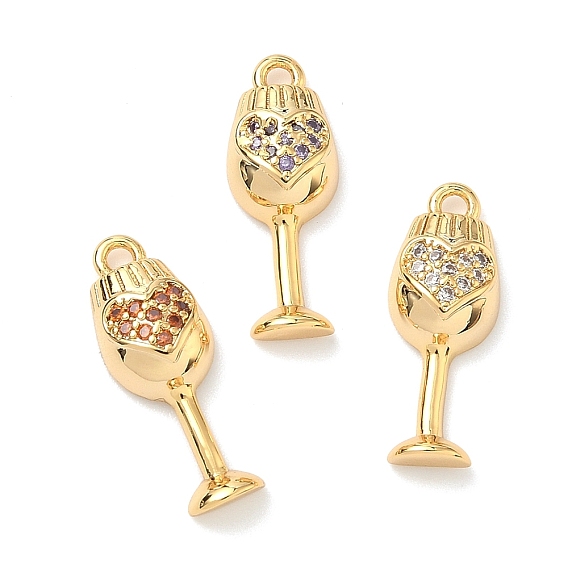 Латунные микро проложить кубического циркония подвески, кубок с подвесками в виде сердца, без никеля , реальный 18 k позолоченный