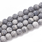 Natural Map Stone/Picasso Stone/Picasso Jasper Beads Strands, Frosted, Round