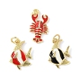 Латунь эмаль подвески, Подвески в виде рыб и омаров, с целью перехода в кольце, без свинца и без кадмия, долговечный, стойки покрытие, реальный 18 k позолоченный