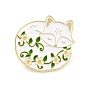 Fox with Flower Enamel Pin, Animal Alloy Enamel Brooch for Backpack Clothes, Golden