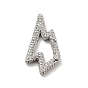 Brass Micro Pave Clear Cubic Zirconia Spring Gate Rings, Cadmium Free & Lead Free, Lightning Bolt