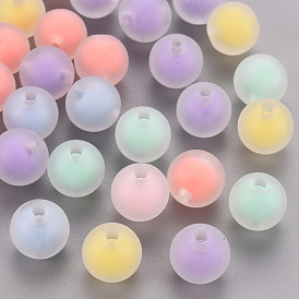 Transparent Acrylic Beads, Frosted, Bead in Bead, Round