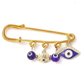 Blue Evil Eye Resin & Alloy Enamel Eye Charm Kilt Pins, Iron Safety Brooch