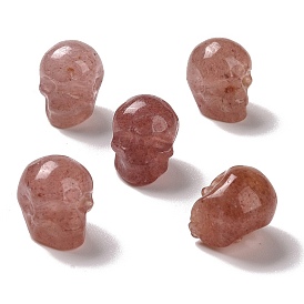 Perles de quartz fraises naturelles, Halloween crâne