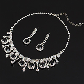 Sparkling Crystal Diamond Necklace Set - Handcrafted Silver Jewelry Wholesale N161