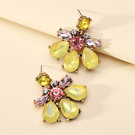 Geometric Colorful Crystal Retro Earrings for Women, Unique Design, Elegant Jewelry
