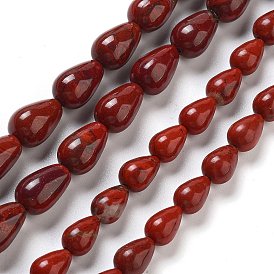 Natural Red Rainbow Jasper Beads Strands, Teardrop