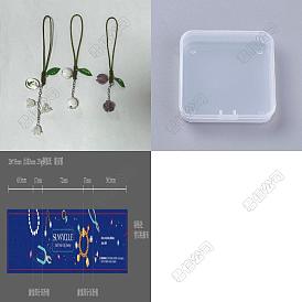 2 Conjuntos de correas para móviles con flores acrílicas y lampwork hechas a mano