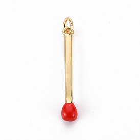 Brass Enamel Pendants, with Jump Ring, Cadmium Free & Nickel Free & Lead Free, Match, Real 16K Gold Plated