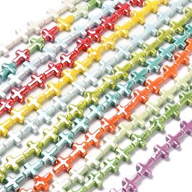 Фарфоровые бусины ручной работы, яркие глазированный фарфор, крестик