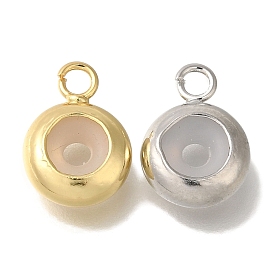 Rack Plating Brass Pendants, Long-Lasting Plated, Flat Round, with Epoxy Resin Ring