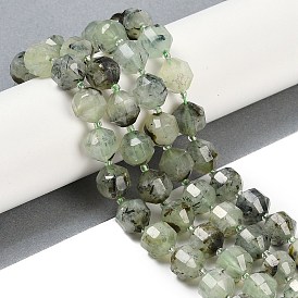 Natural Prehnite Beads Strands, Faceted, Bicone, Double Terminated Point Prism Beads