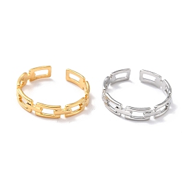 Ion Plating(IP) 304 Stainless Steel Finger Rings, Cuff Rings, Long-Lasting Plated, Cable Chain Shape