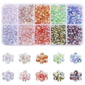 1200шт 10 цвета окрашенные в духовке прозрачные стеклянные бусины, круглые, два тона