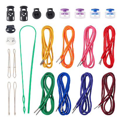 16шт. 8 цвета сменные шнурки из полиэстера и хлопка, для спортивных штанов, тренировочные брюки, свитера, жакеты, толстовки, с фиксатором шнура (28 шт.)