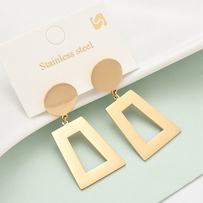 304 из нержавеющей стали болтаться серьги, трапеция с плоской круглой, ионное покрытие (ip)