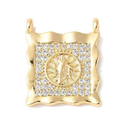 Латунные микропаве прозрачные подвески с фианитом, квадрат с человеческими прелестями, стойки покрытие, прочное покрытие, без никеля 