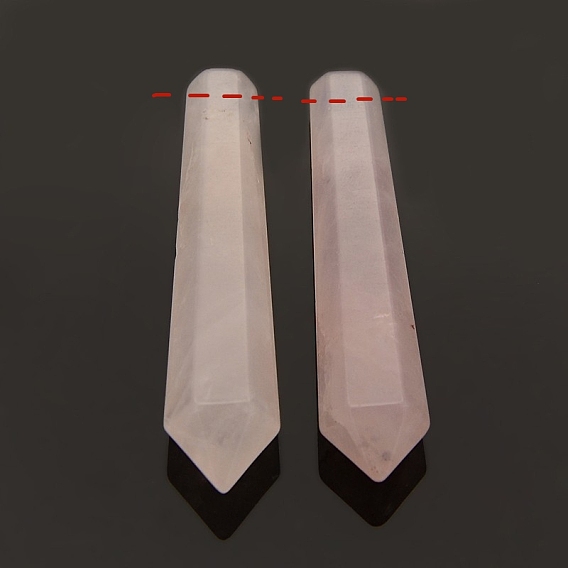 Natural Rose Quartz Pointed Pendants, Faceted, Bullet