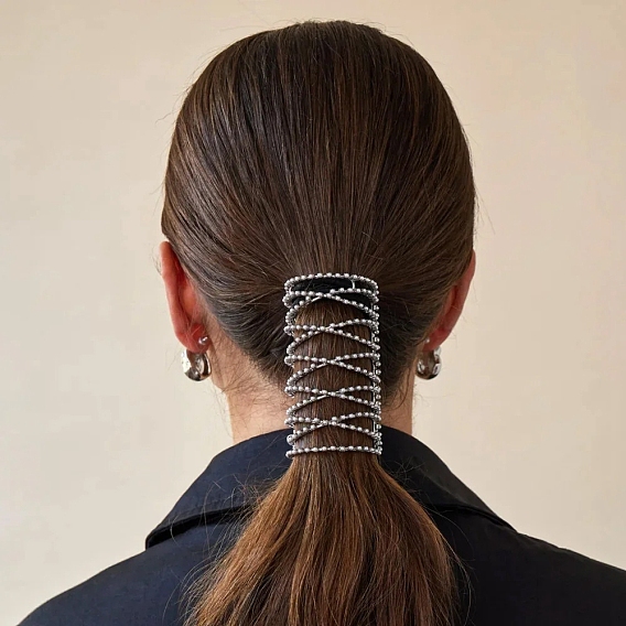 Латунь с пластиковыми резинками для волос с жемчугом, колонка, для девочек или женщин, резинка для волос / резинки для волос