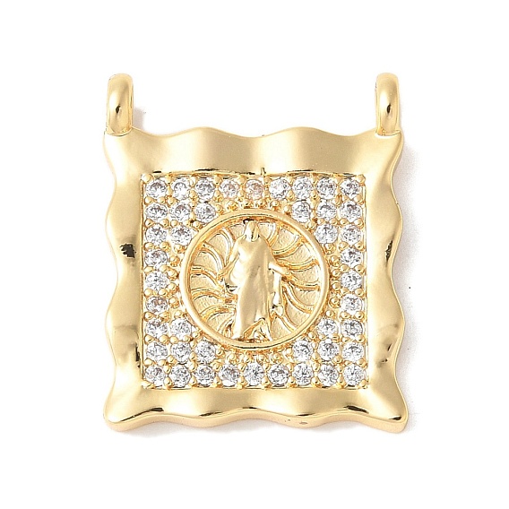 Латунные микропаве прозрачные подвески с фианитом, квадрат с человеческими прелестями, стойки покрытие, прочное покрытие, без никеля 