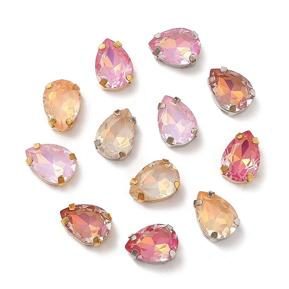 Латунные стеклянные стразы пришивные стразы, граненые, слеза, разноцветные