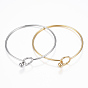 304 Stainless Steel Bangle, End with Immovable Round Beads
