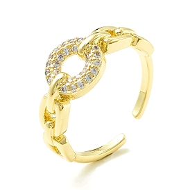 Clear Cubic Zirconia Donut Open Cuff Ring for Women, Cadmium Free & Lead Free