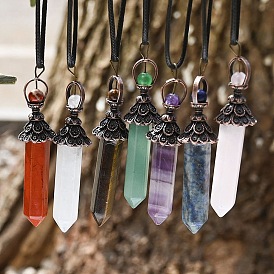 Natural Gemstone with Metal Big Pendants, Bullet Charms, Red Copper