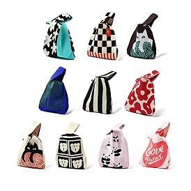 Polyester Mini Knit Tote Bags, Crochet Tote Handbag Lunch Box Bag
