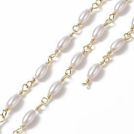 Chaînes de perles ovales en plastique faites à la main, avec crémaillère en laiton, non soudée, avec du papier cartonné