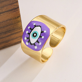 18K Gold Plated Geometric Devil Eye Ring for Women, Unique and Personalized Jewelry