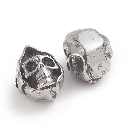 Halloween 304 Stainless Steel Beads, Skull Head