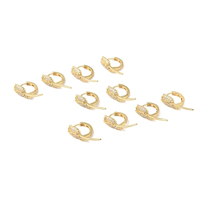 Clear Cubic Zirconia Tulip Hoop Earrings, Brass Jewelry for Women, Cadmium Free & Nickel Free & Lead Free