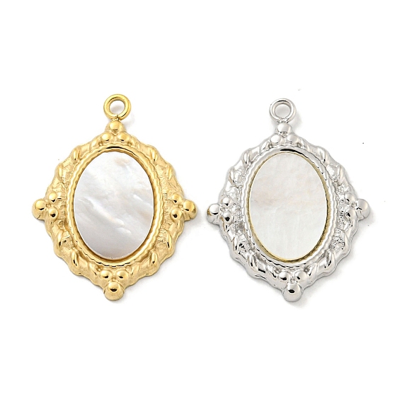 Вакуумное покрытие pvd 304 подвески из нержавеющей стали, с паве-ракушкой, овальный шарм