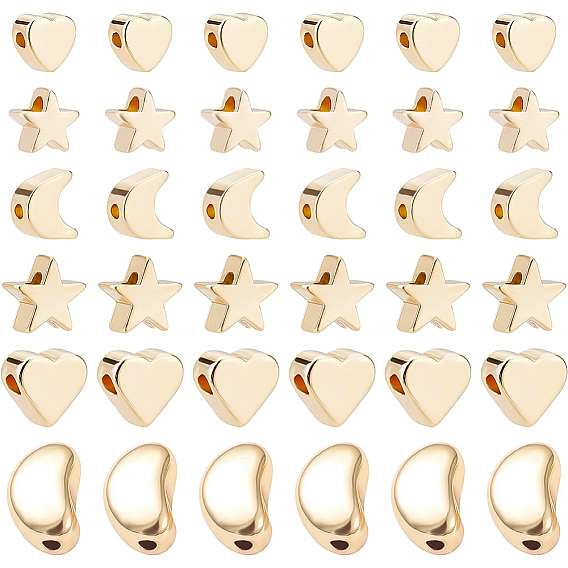 48 латунные бусины шт., долговечный, звезда, луна и сердце