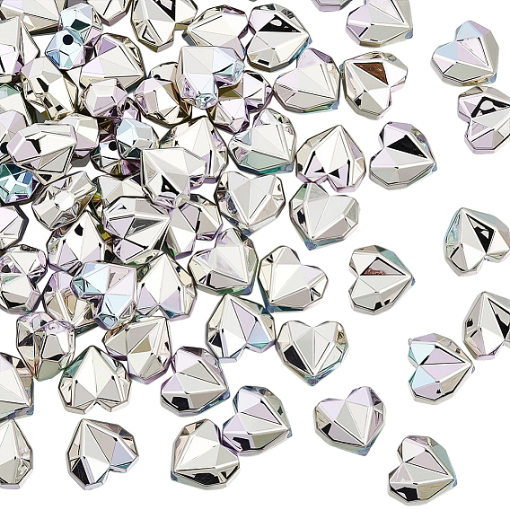 100 шт. УФ-покрытие непрозрачные CCB пластиковые шарики, радужный, сердце, граненые