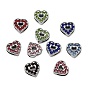 Alloy with Rhinestone Slide Charms, Heart, Platinum