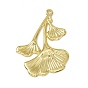 Rack Plating Brass Pendants, Long-Lasting Plated, Cadmium Free & Nickel Free & Lead Free, Ginkgo Leaf Charm
