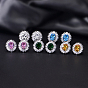 Aretes de latón con micro pavé de zirconia cúbica para mujer, oval, Platino