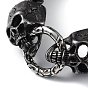 304 pulseras de cadenas de espiga con cabeza de calavera de acero inoxidable para hombres y mujeres