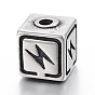 304 Stainless Steel Beads, Cube with Lightning Bolt